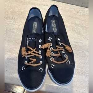 Sperry Women s Black Seacoast Washed Canvas Sneaker Shoes Size 8M